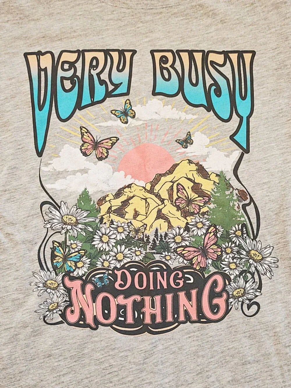 “Very Busy Doing Nothing” Graphic T-Shirt, Casual Boho Summer Top - Picture 2 of 4